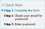 3 Quick Steps: Step 1 - Complete the form; Step 2 - Check your e-mail for password; Step 3 - Enter password